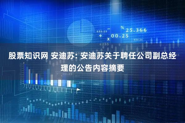 股票知识网 安迪苏: 安迪苏关于聘任公司副总经理的公告内容摘要